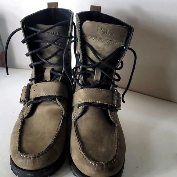 Other - Polo Ralph Lauren Ranger Men's 9.5 D  Distressed Leather Moc Moto Buckle Boot